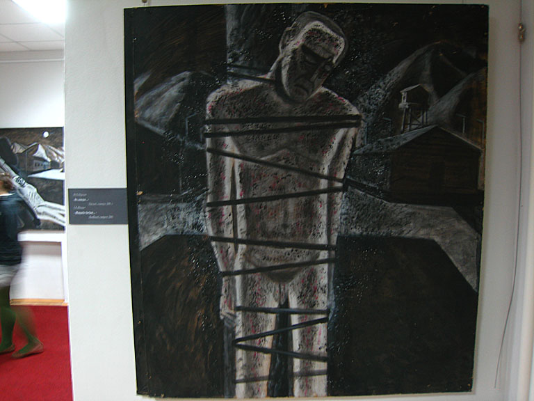 At the camps, punishment was rather gruesome. There were millions of mosquitoes. One of the punishments was to strip a man, lash him to a tree and let the mosquitoes have their way. Soon his body would be completely black. In the morning, if the man lived (unusual), he would be unconscious and taken to his bed to recover.