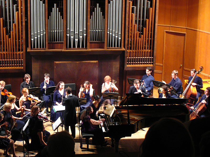 Then a pianist came out and played a huge grand piano for her piano concerto. It was very out of place. Not only was it one of the largest grands I'd seen, but it was entirely out of place. If they have a harpsichord why don't they have a fortepiano as well?