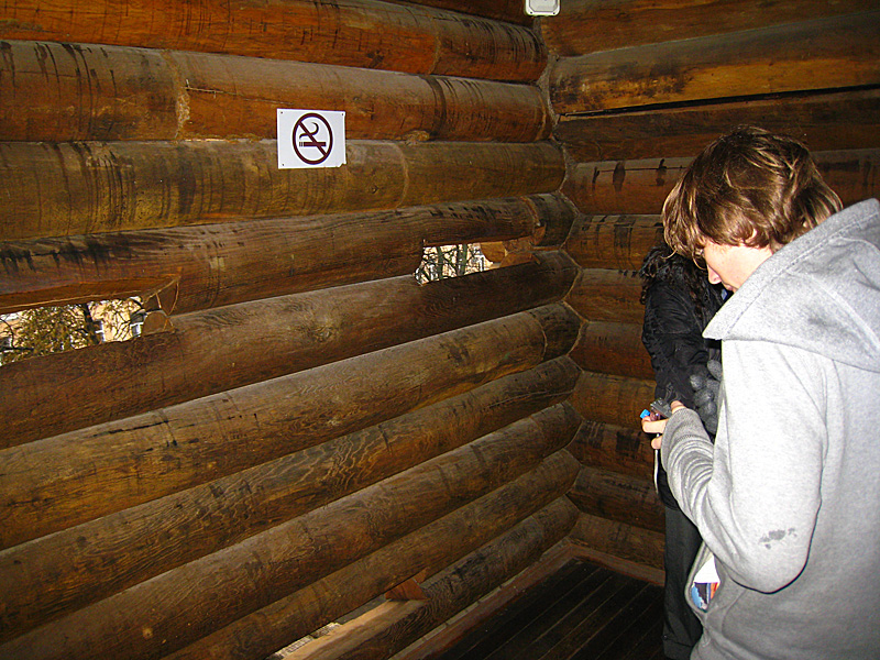 Archer holes. Luckily no invaders were shooting at us from below as we were unarmed and Chris was preoccupied with his camera.