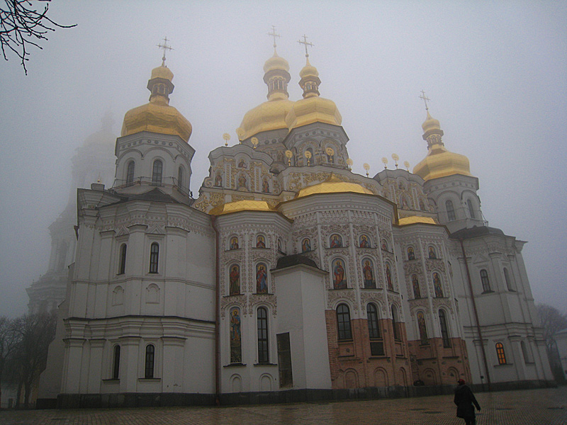 We turned a corner and BAM! This magnificent cathedral was all we could see, its domes challenging the fog's descent.