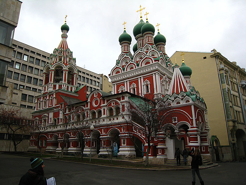 Here is an example of beauty jutted up against ugly. This setting is all over Moscow: a really exquisite church right next to ugly business buildings. It makes the church, or buildings, look extremely out of place. But I imagine it makes those employees' lives better each day they get to see this church.