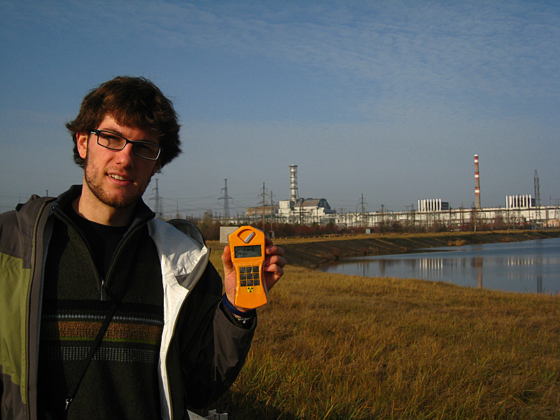 Me standing in front of Reactor 4, about 1 mile away.