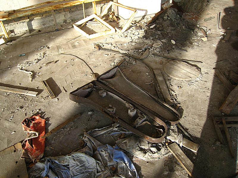 A trombone case, because there was a music hall in here.