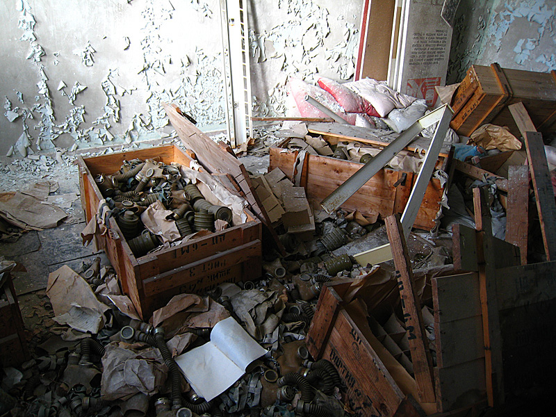 Gas masks. The government gave everyone gas masks in those first 36 hours. I wonder how effective they would have been. Not too much for the radation, except to prevent the inhaling radioactive particles.