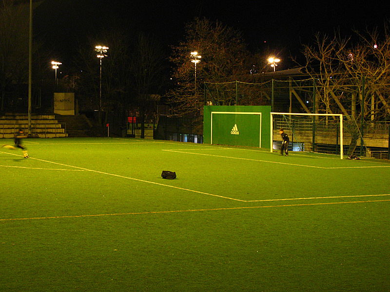 The soccer field in front of the Olympic Stadium. Got some cool shots of some kids playing soccer, er futbol.